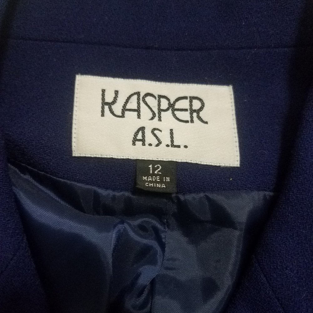 Kasper Blazer Wool Cobalt Blue Size 12 EUC - Picture 3 of 4